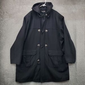 Pelle Pelle Duffle Coat Jacket Mens 4XL Black Wool Blend Toggle Removable Hood
